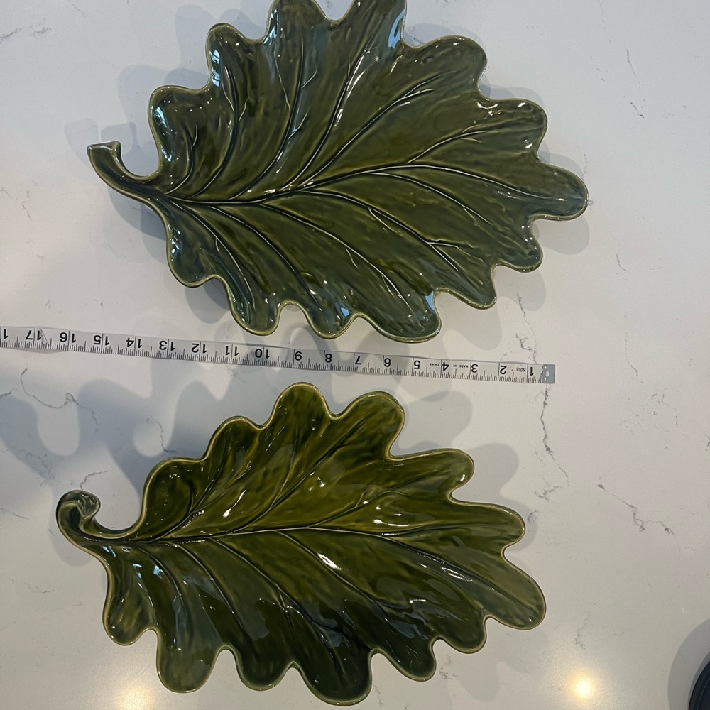 Green Leaf-Shaped Ceramics from Crate & Barrel. 2 PC Set
